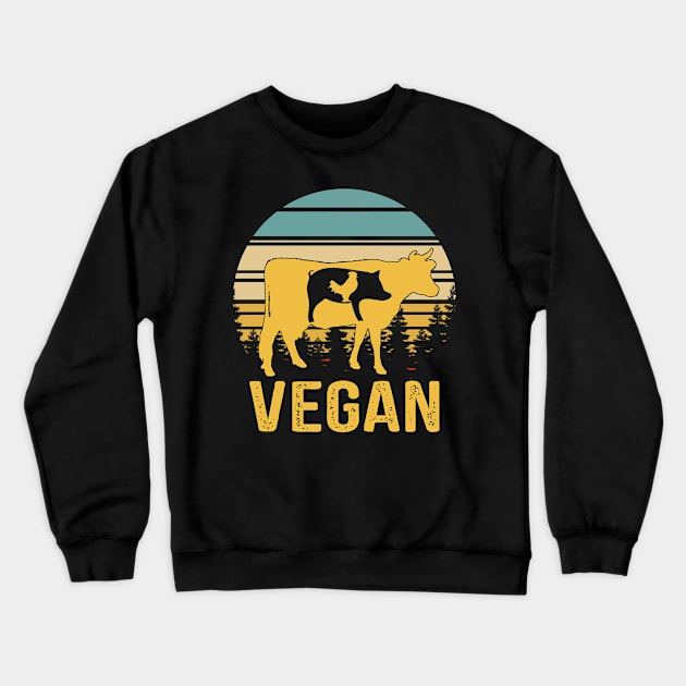 Vegan Retro Vintage Funny Vegetarian Veganism Gift Crewneck Sweatshirt by ValentinkapngTee